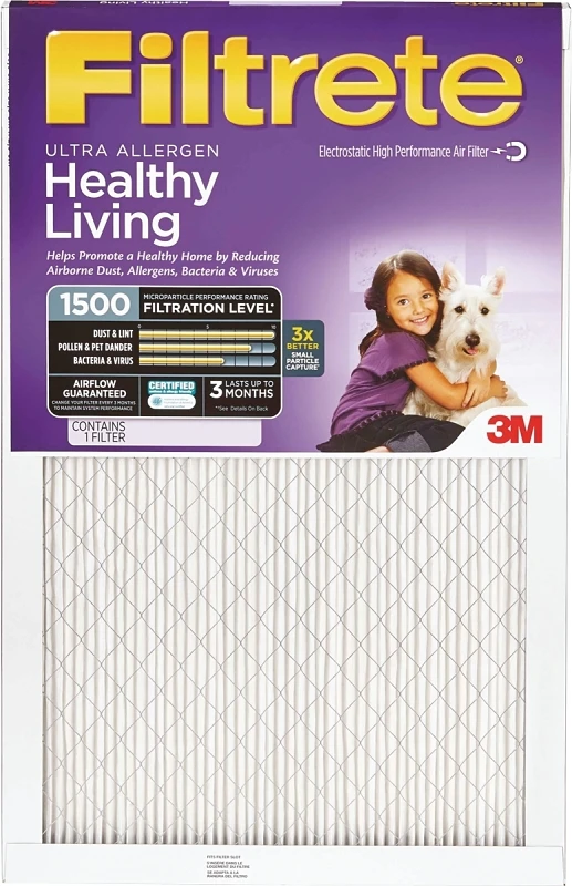 Pleated Air Filter, Ultra Allergen Reduction, 3 Months, Purple, 14x20x1-In.