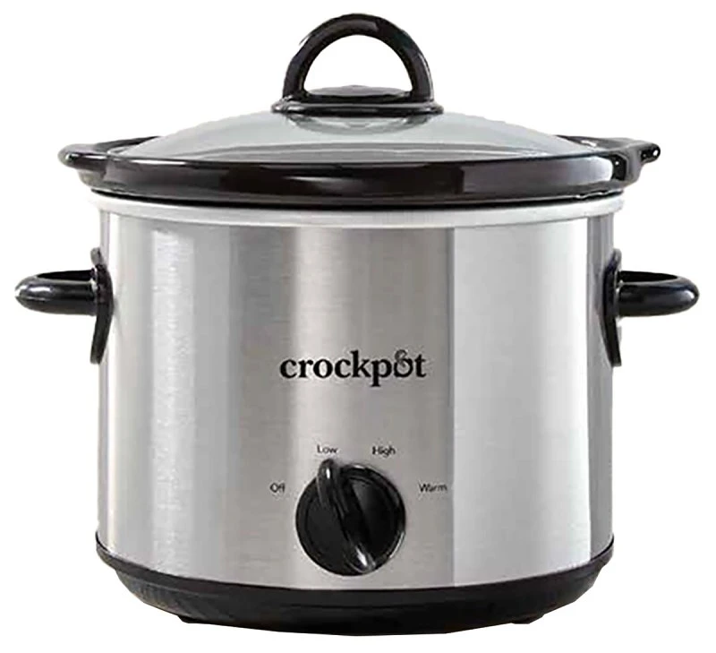 3 Quart Stainless Steel Manual Slow Cooker With Removable Stoneware