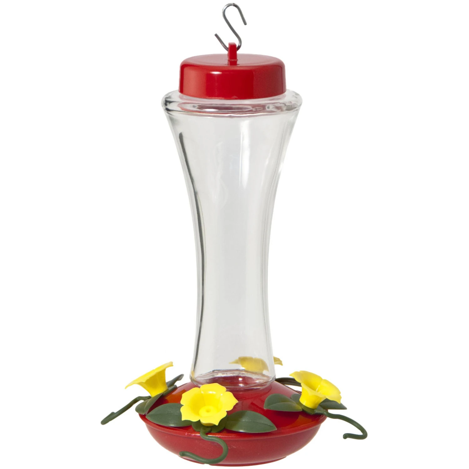 16 Oz Clear Glass Hummingbird Feeder With 4 Ports And Leaf Perches
