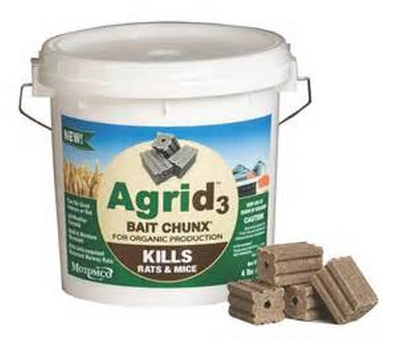 Agrid 3 Omri Rodenticide Bait Chunks, 4 Pounds Of 1 Ounce Chunks