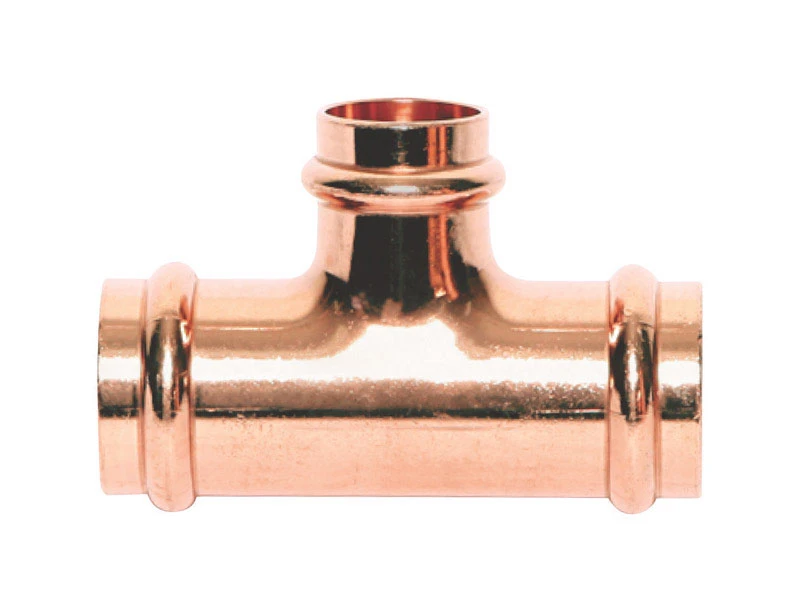 Copper Pipe Tee, 3/4 x 3/4 x 1/2 In. Press