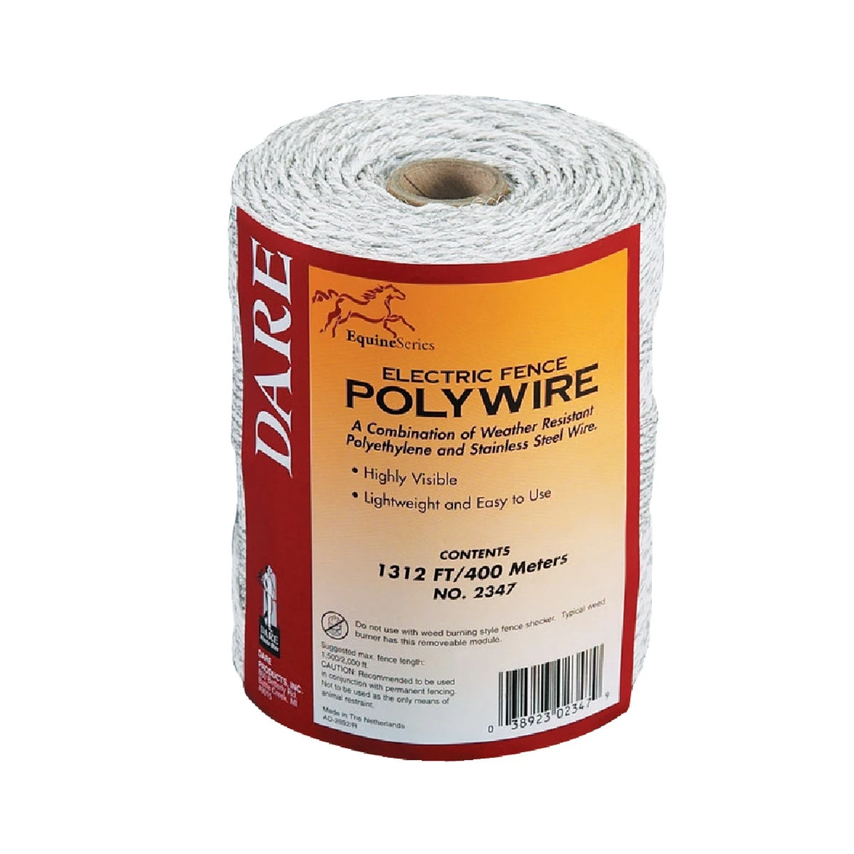 Electric Fence Wire, White Poly & 3-Wire Stainless Steel, 1,312 Ft. Spool