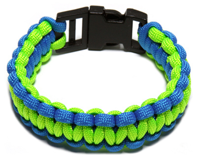 Npcb550blgm 550 Lb Military Grade Paracord Survival Bracelet, Medium, 8.5 In, Blue/green