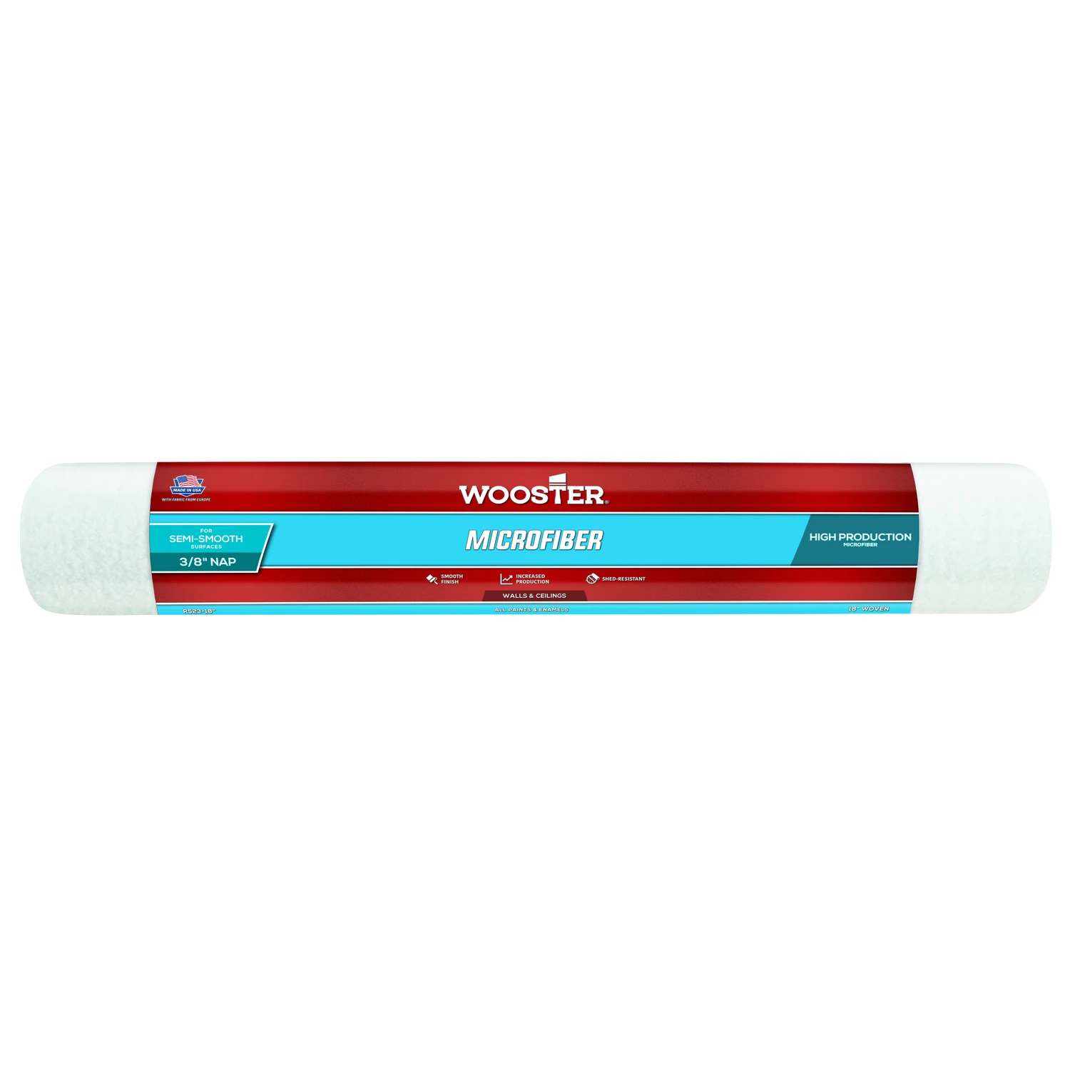 Wooster Microfiber 18 in. W X 3/8 in. Regular Paint Roller Cover 1 pk