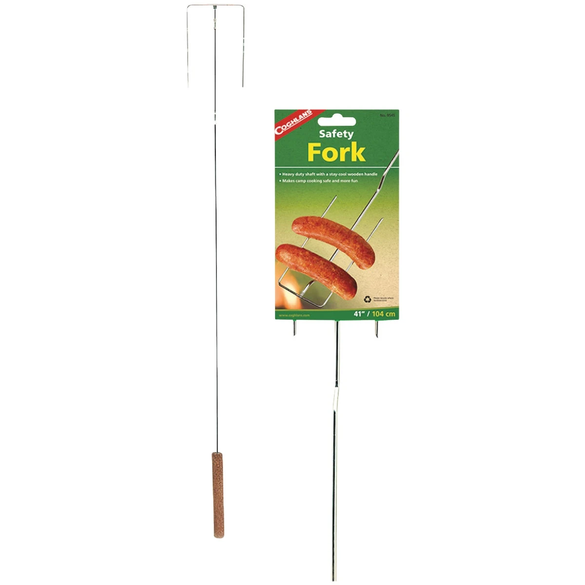 36 Inch Safety Hot Dog Fork - Chrome-plated Steel With Wooden Handle