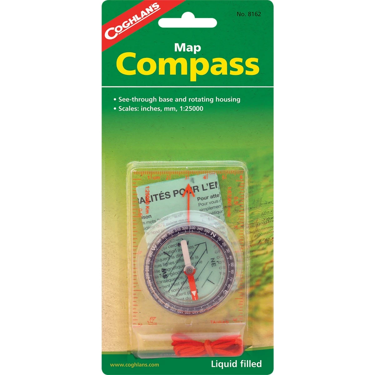 Liquid Filled Map Compass With See-through Base And Luminous Pointer
