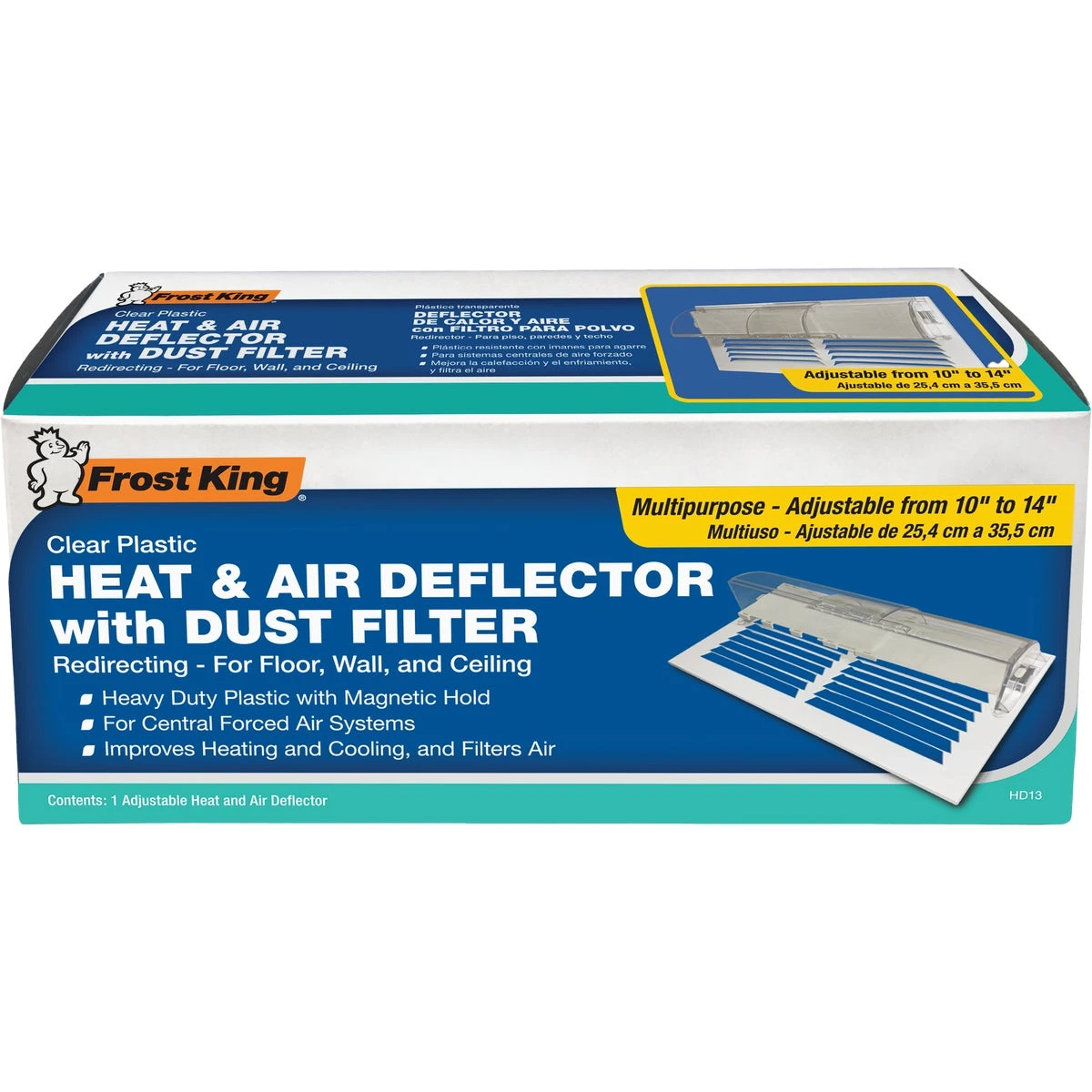 Heat & Air Deflector With Dust Filter, Magnetic, Clear Plastic, 10 to 14 In.