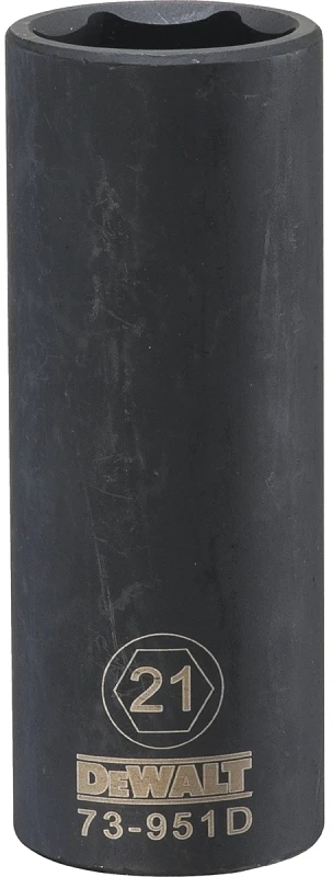 21 Millimeter Metric Deep Impact Socket, 6-Point, Black Oxide Finish, 1/2 Inch Drive
