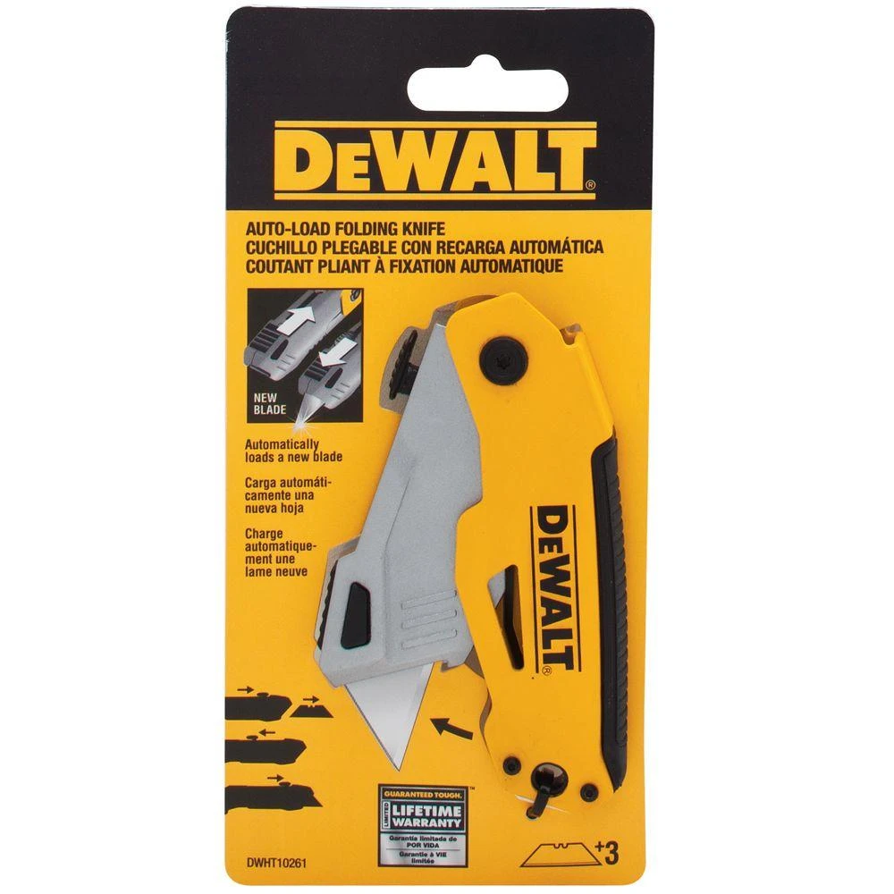 Dwht10261 Folding Retractable Auto-load Utility Knife With Blade Storage