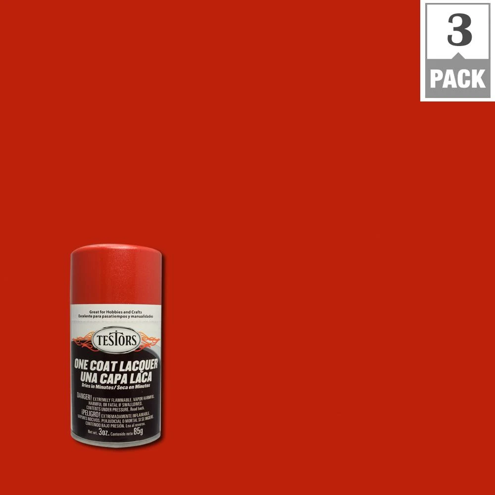 One-Coat Lacquer Craft Spray Paint, Revving Red Gloss, 3-oz.