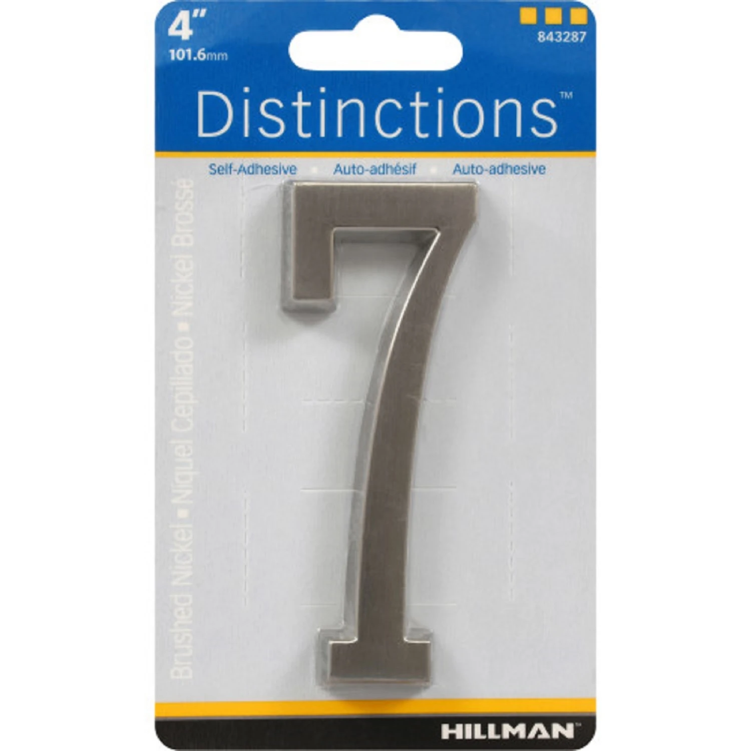 Distinctions Adhesive House Address Number 7 Nickel Finish 4 Inch