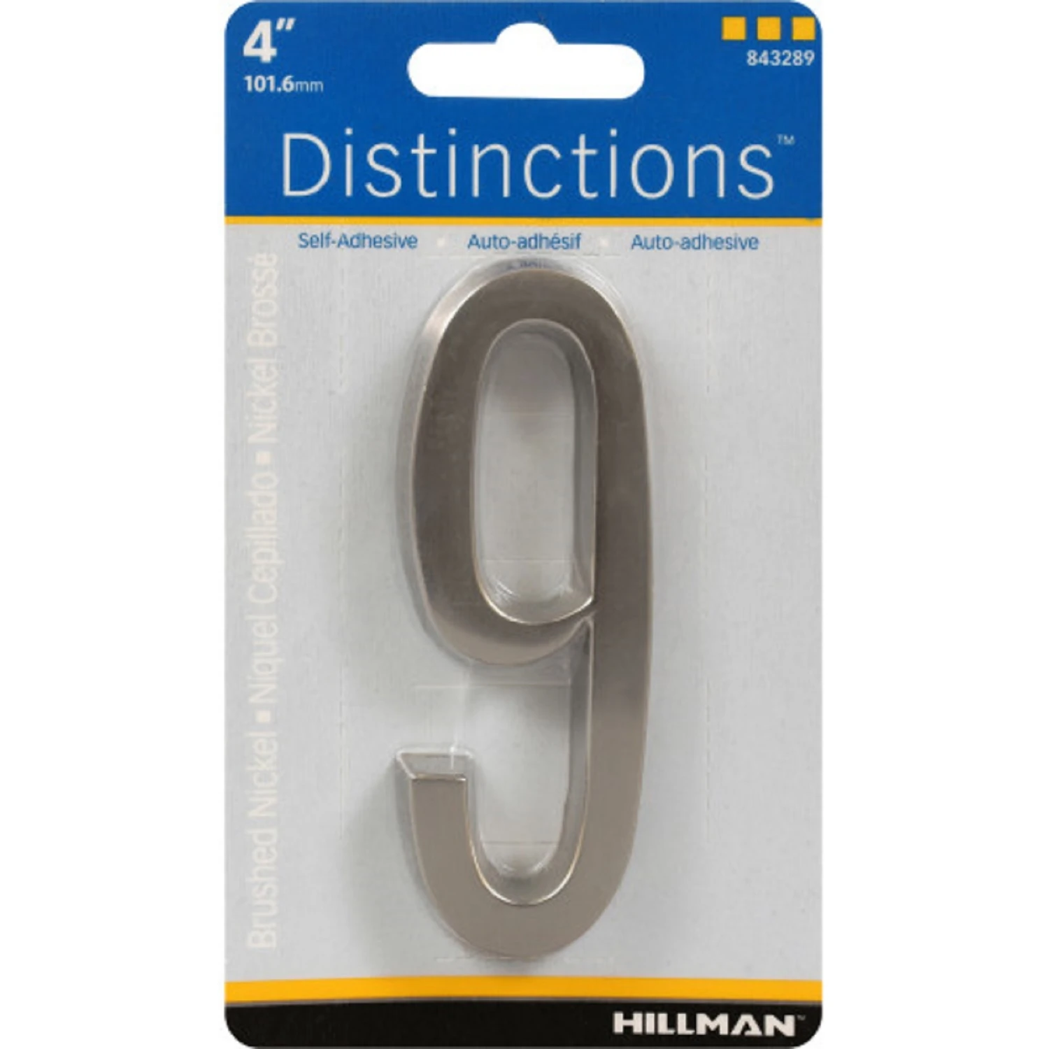 Distinctions 4 In. Silver Zinc Die-cast Self-adhesive Number 9