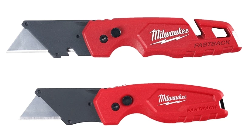 Milwaukee Fastback 6.87 in. Press and Flip Folding Utility Knife Set Red 2 pk