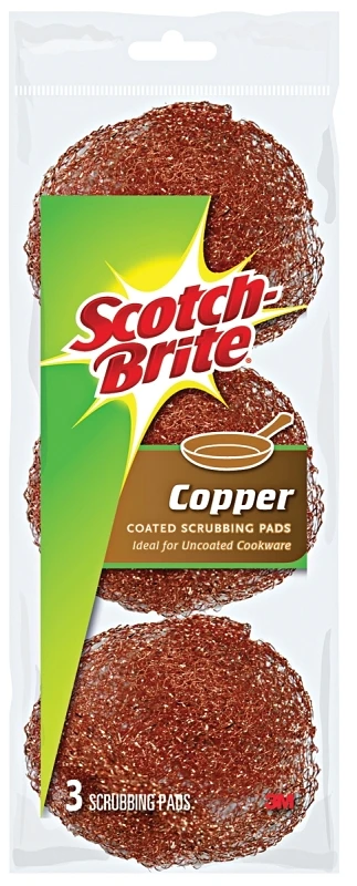 Copper Coated Scouring Pads, 3 Count, Model 213c, 3" X 3"