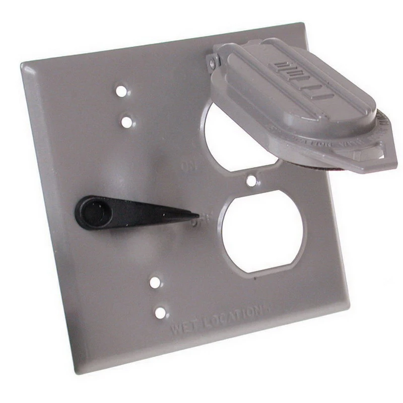 2-gang Weatherproof Toggle Switch And Duplex Cover Kit Model 5166-0 Gray
