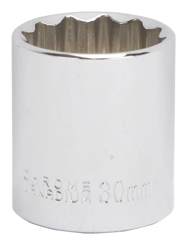 30mm 12-point Standard Socket, 1/2 Drive, Chrome Vanadium Steel