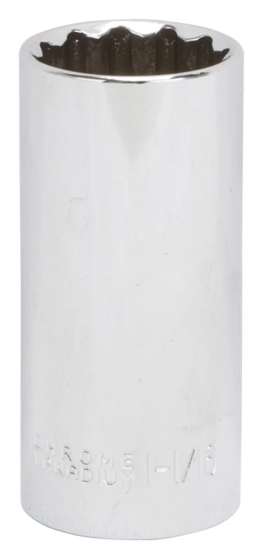 1/2 Inch Drive Deep Socket 1-1/16 Inch 12 Point Chrome Vanadium Steel