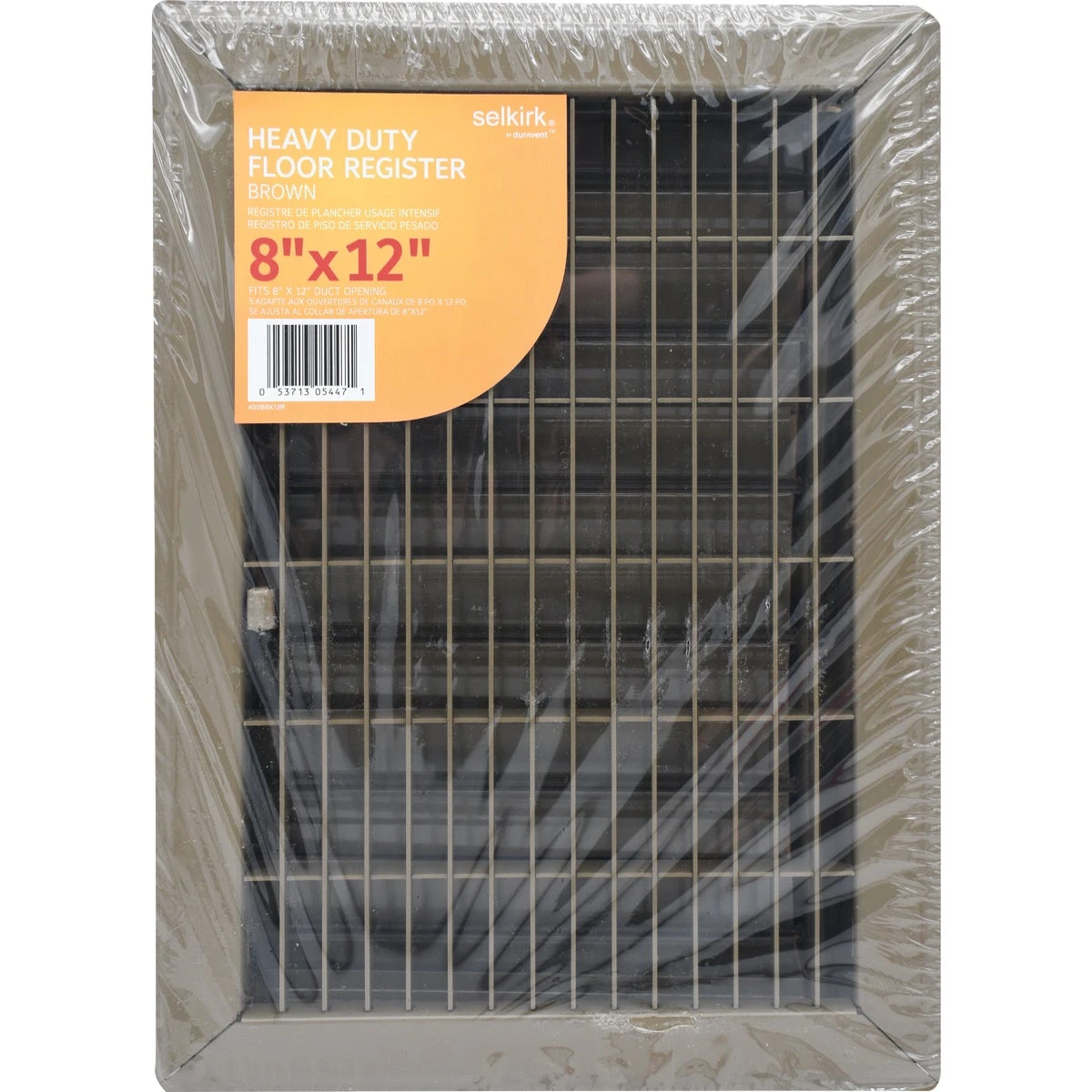 8 In. X 12 In. Brown Steel Floor Register With Multi-louver Damper