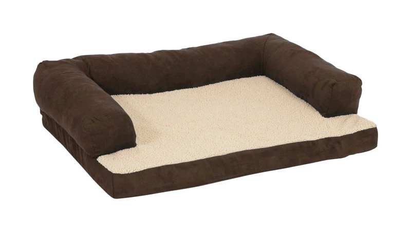 Brown Micro Suede Bolstered Ortho Pet Bed 7.5 In. H X 25 In. W X 35 In. L