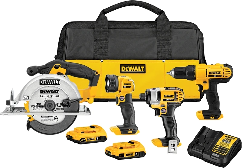 20v Max Cordless Brushed 4 Tool Combo Kit With Batteries And Charger
