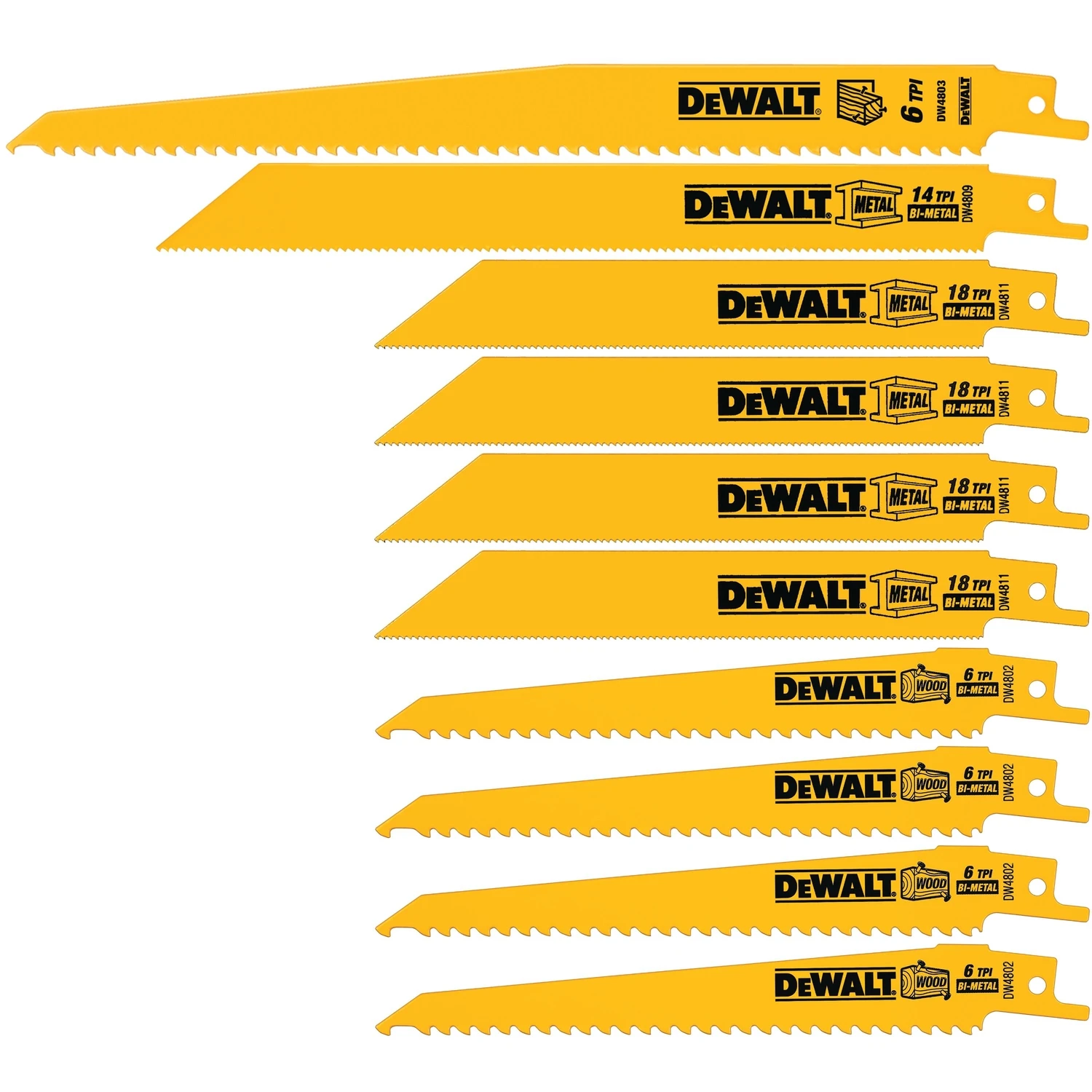 Bi-Metal Reciprocating Saw Blade Set with Case (10-Piece)