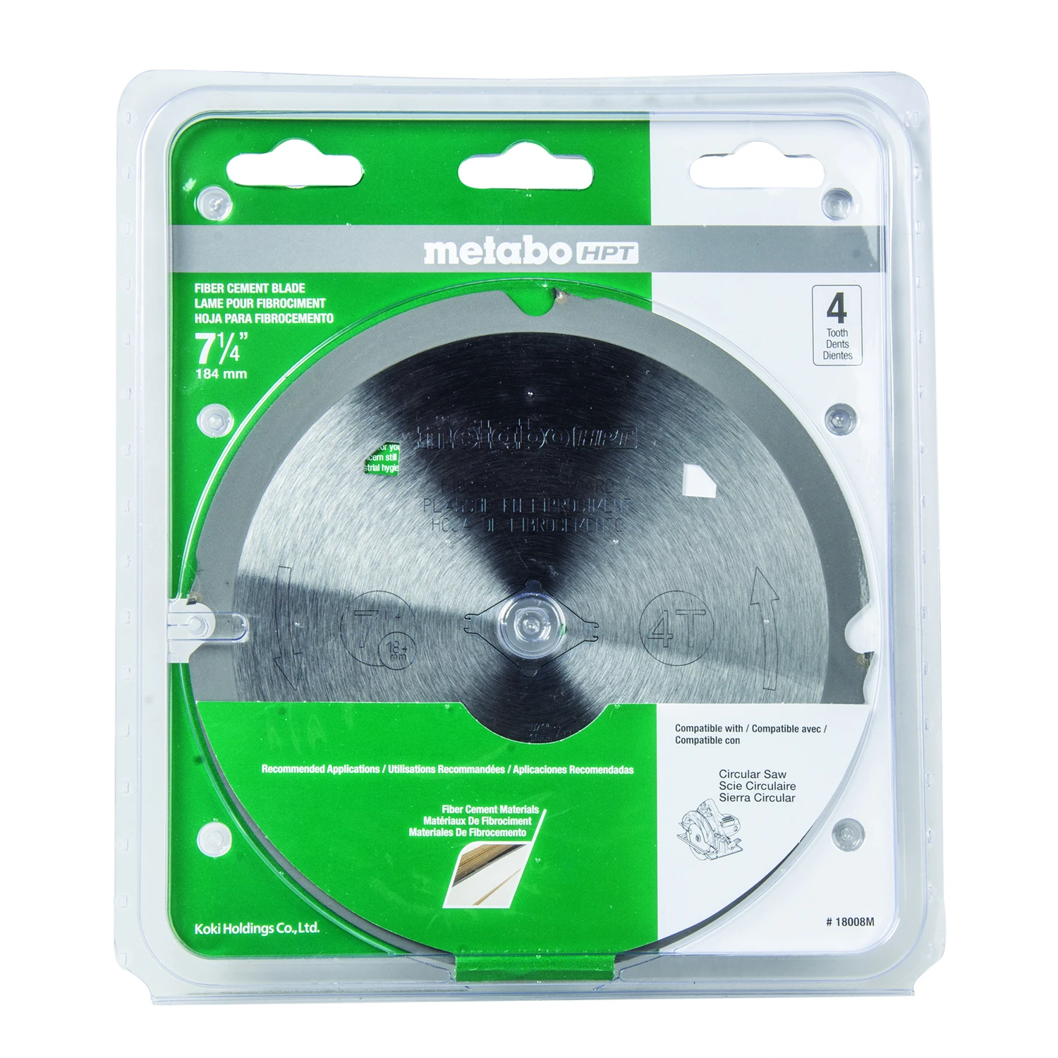 7-1/4 In. Polycrystalline Diamond Fiber Cement Blade 4 Teeth Model 18008m