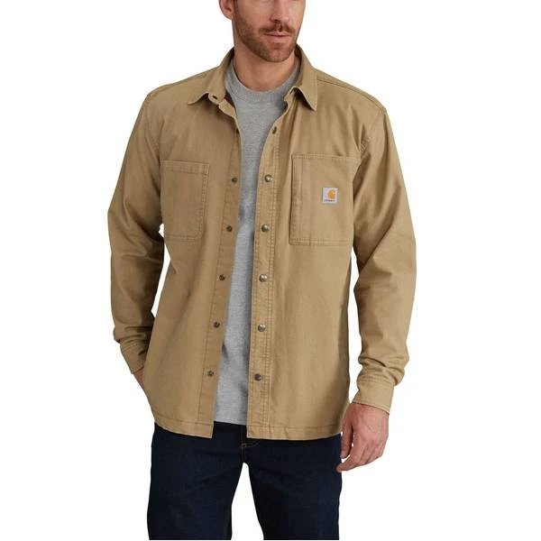Men's Rugged Flex Rigby Fleece-lined Shirt Jacket - Medium - Dark Khaki