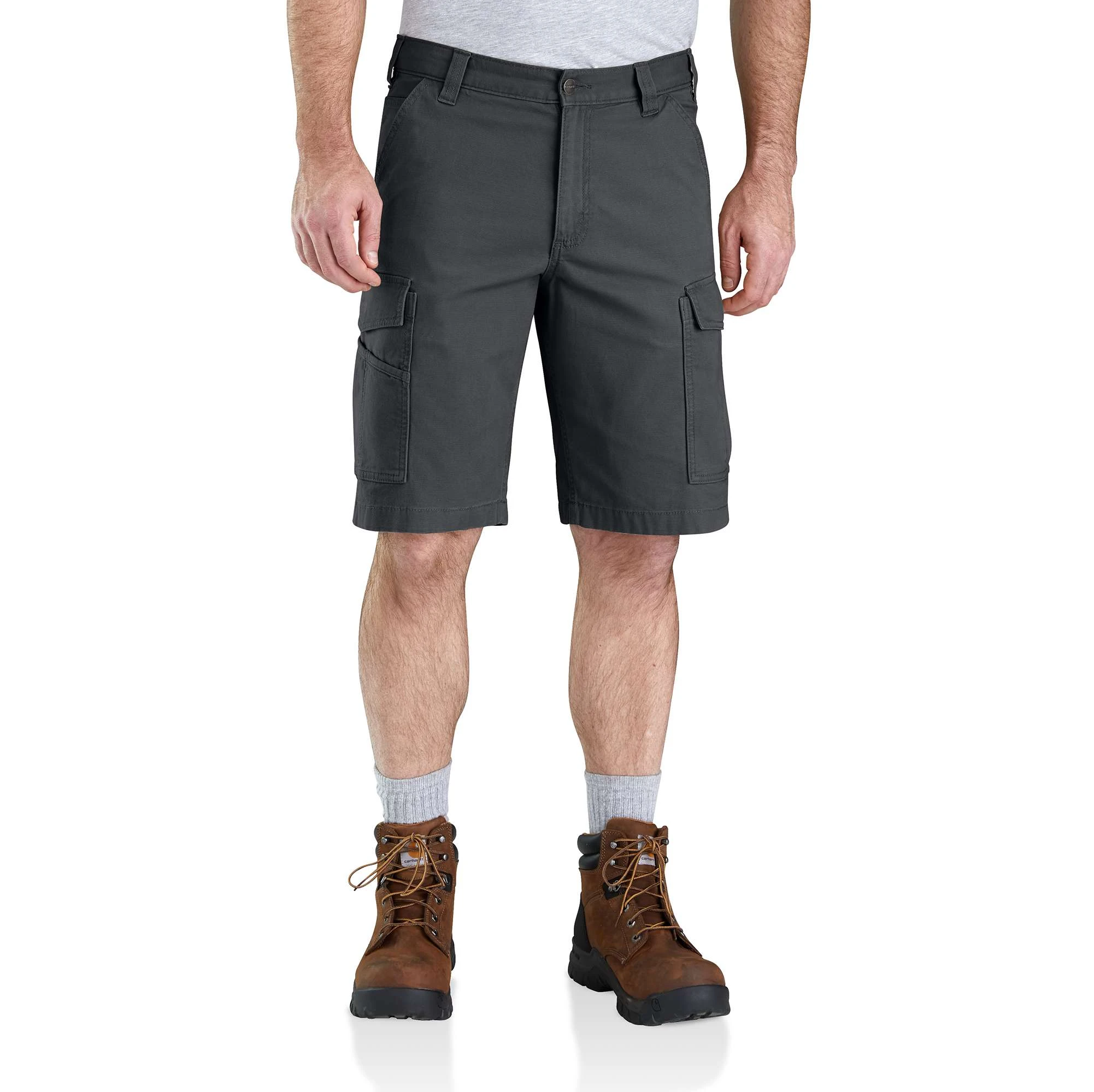 Rugged Flex Relaxed Fit Canvas Cargo Shorts For Men - Shadow - W44