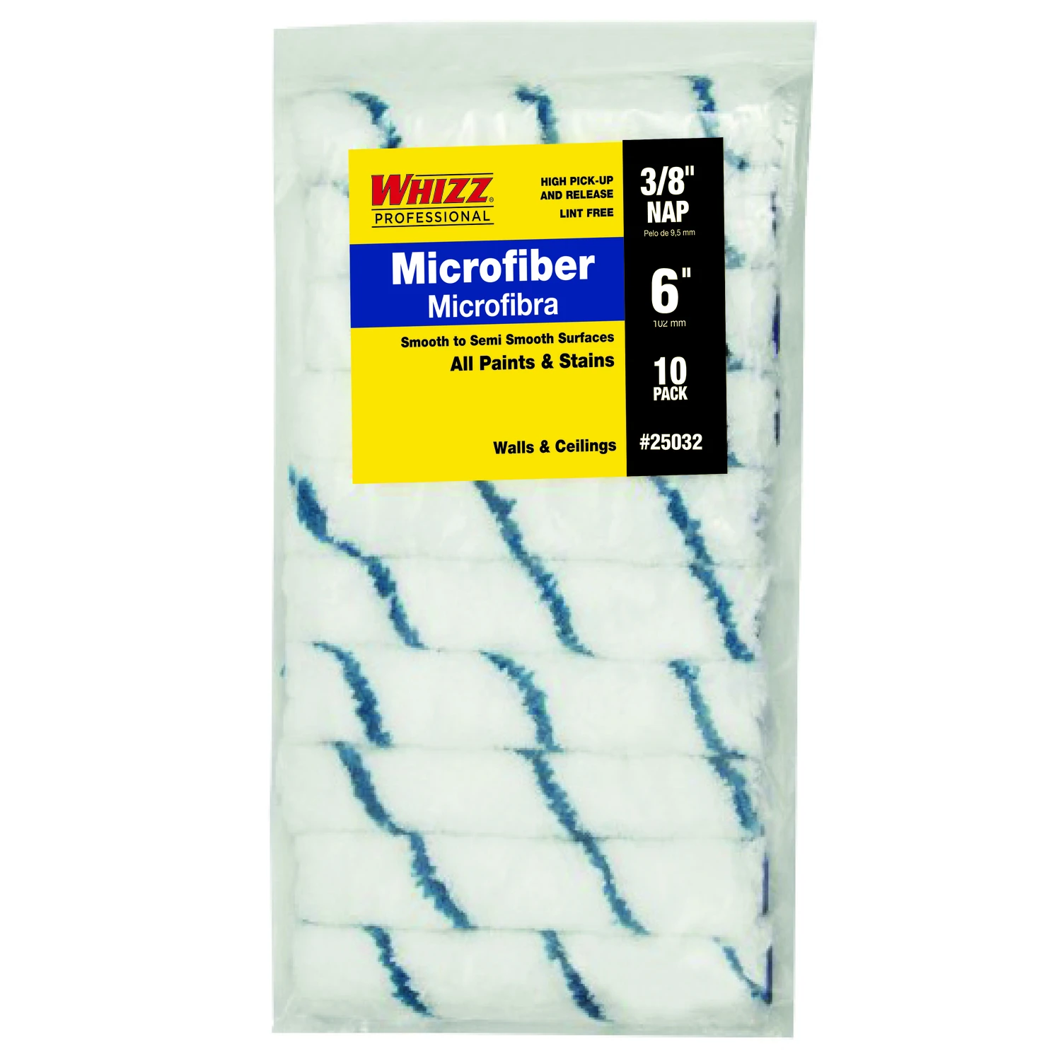 Whizz Microfiber 3/8 in. x 6 in. W Mini Paint Roller Cover 10 pk