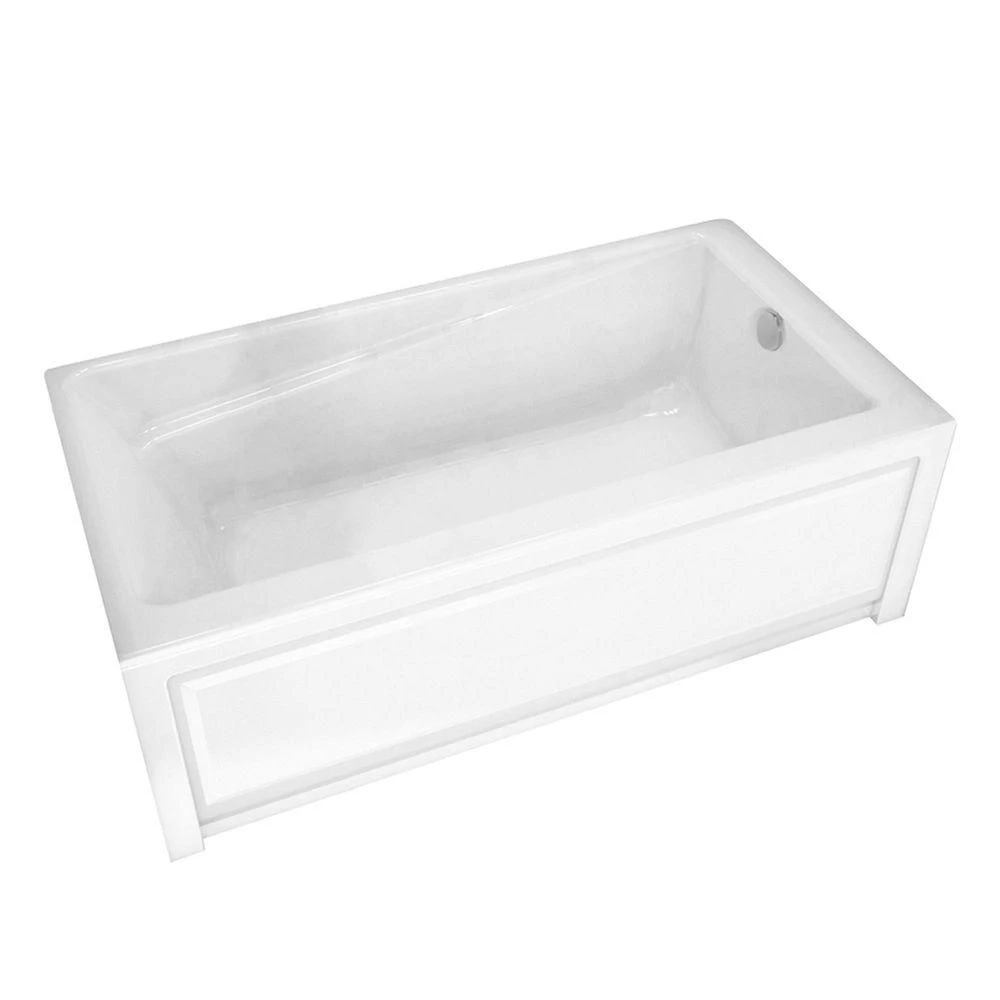 New Town 60 In. Acrylic Right Drain Rectangular Alcove Soaking Bathtub In White