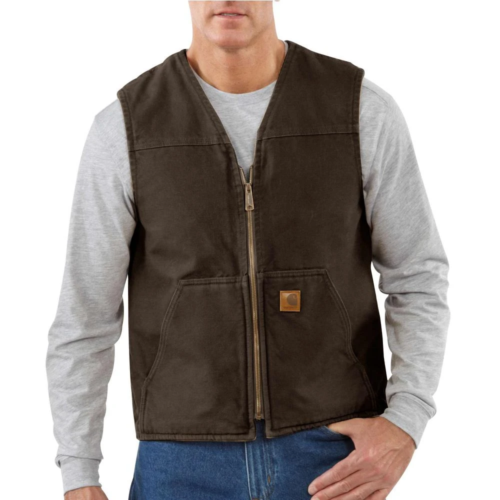 Men's Medium Dark Brown Sherpa Lined Sandstone Rugged Vest