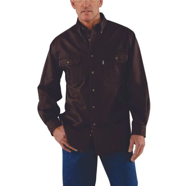 Men's Sandstone Twill Work Shirt - Large Regular - Dark Brown