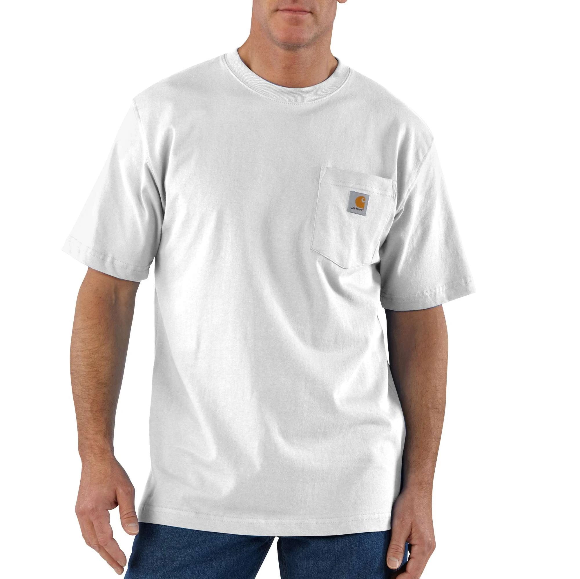 Men's Loose Fit Heavyweight Short-sleeve Pocket T-shirt, Large, White
