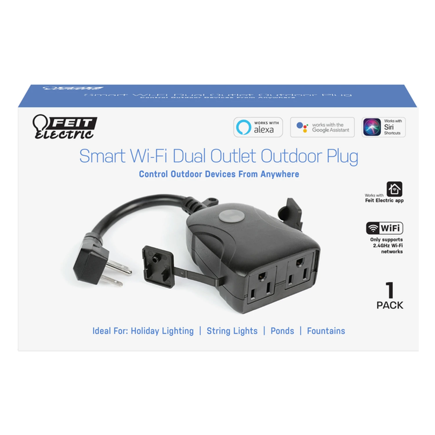 Smart Dual Outlet Outdoor Plug With Wi-fi, 15 Amp, Nema Type 3r