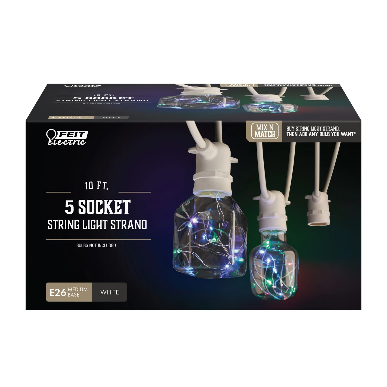Led Mix N Match Socket String Light Strand 10 Ft. 5 Lights Clear