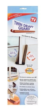 Twin Draft Guard Insulating Device For Doors & Windows - Energy Saving Draft Stopper