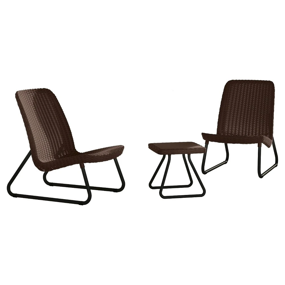 Rio Brown 3-piece All Weather Patio Seating Set - Resin Lounge Furniture