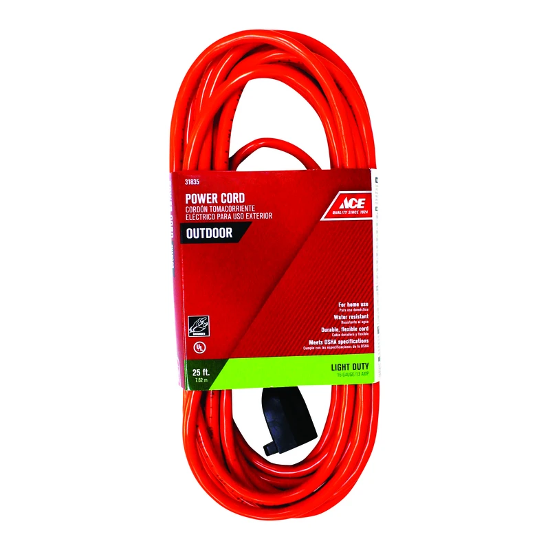 25 Ft. L Orange Extension Cord 16/3 Sjtw For Indoor And Outdoor Use