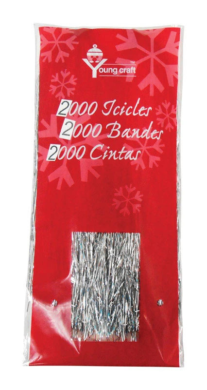 FC Young Silver Icicles Christmas Tree Decoration Silver Plastic 2000 count