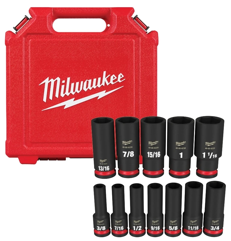 Shockwave 1/2 In. Drive Sae 6 Point Deep Socket Set 12 Pieces