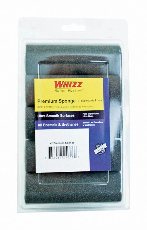 Whizz 25002 Mini Roller Cover, 4 in L, Foam Cover, Black