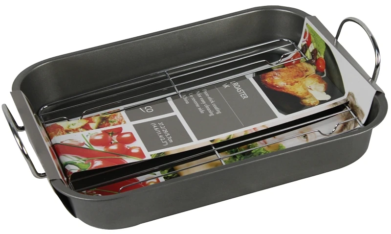 Large Non-stick Roaster With Rack, Model Ew553, 14.6 X 11.4 X 2.3 In.