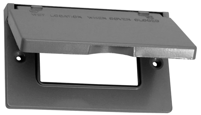 Fg-1dcv 1-gang Horizontal Weatherproof Gfci Cover, 4-9/16 In X 4-9/16 In, Gray