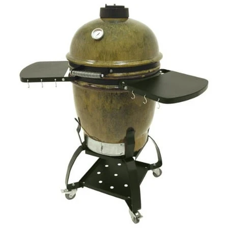 Cypress Ceramic Grill With Stand, Cart, And Side Shelves