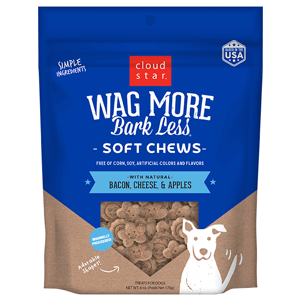 Wag More Bark Less Soft & Chewy Bacon, Cheese & Apples Dog Treats, 6 Ounce