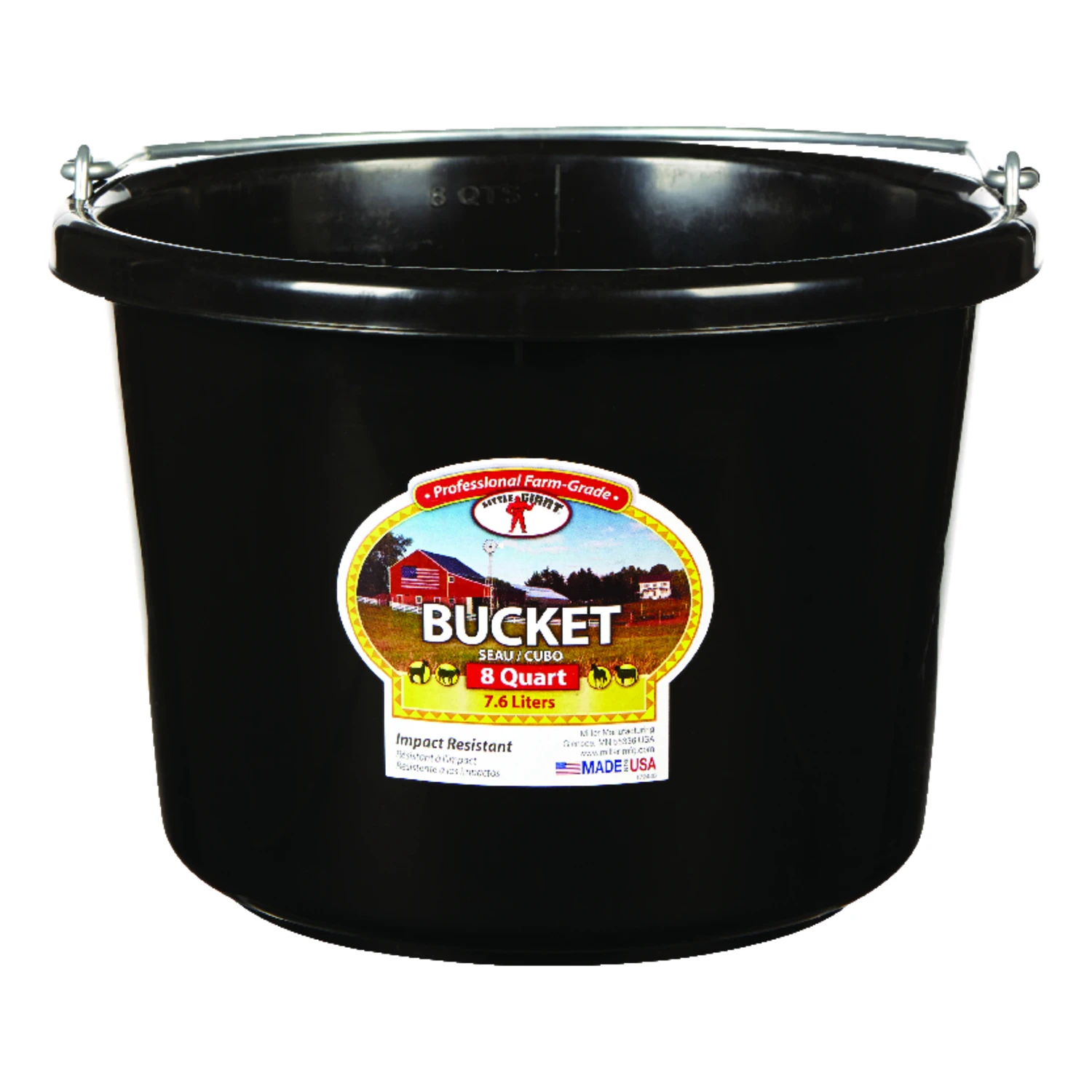 8 Quart Round Plastic Bucket In Black - Model P8black6