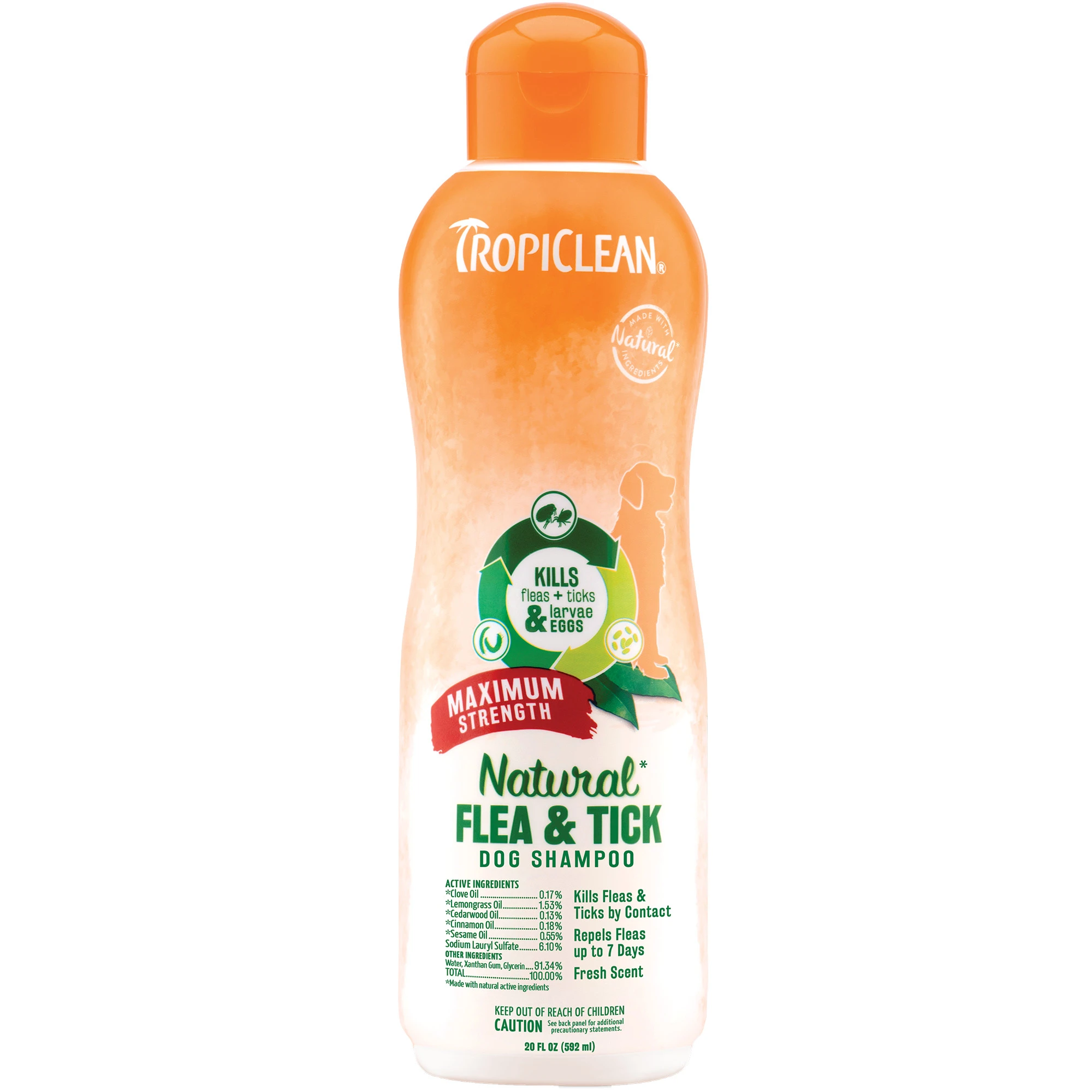 Natural Flea & Tick Maximum Strength Dog Shampoo, 20 Fl. Oz.