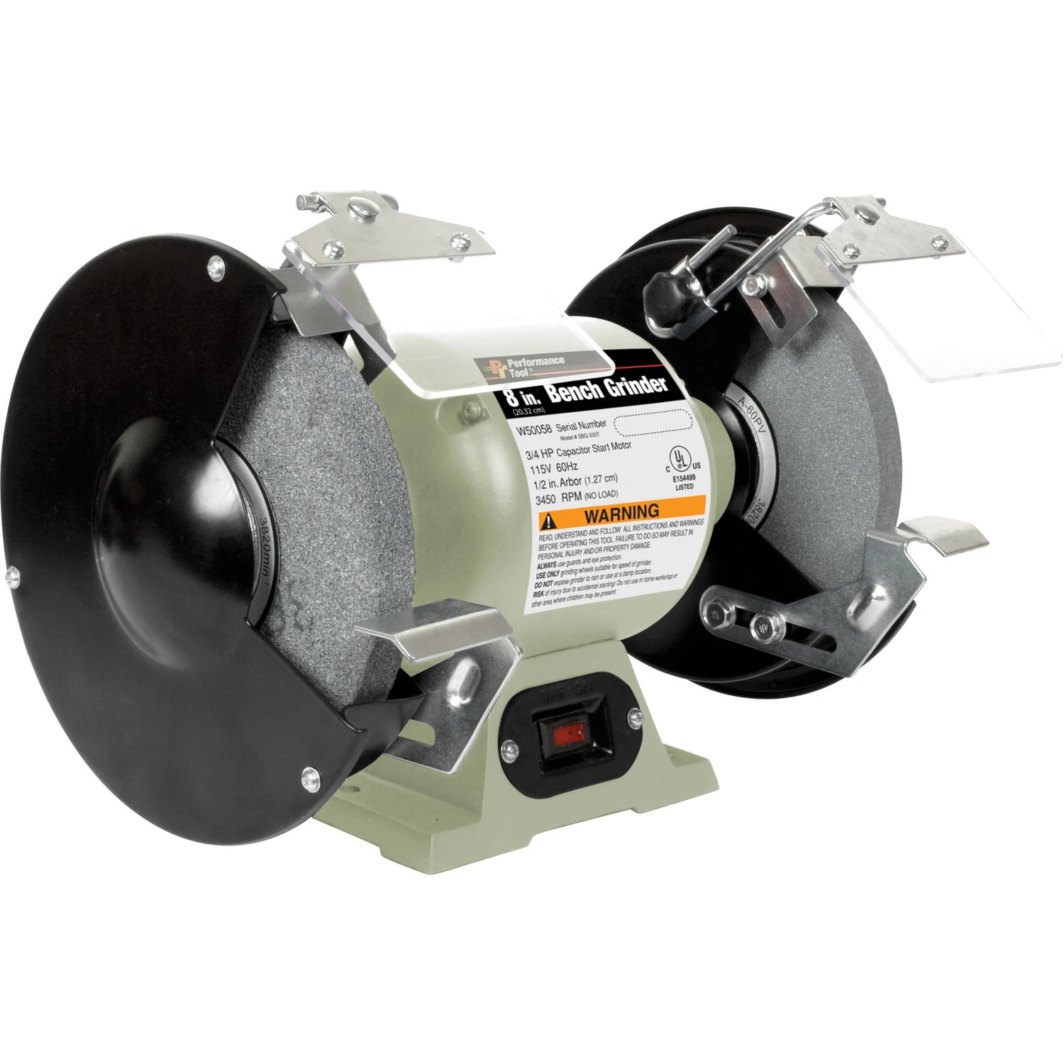 8 In. Bench Grinder 3/4 Hp W50058 With 3450 Rpm Speed