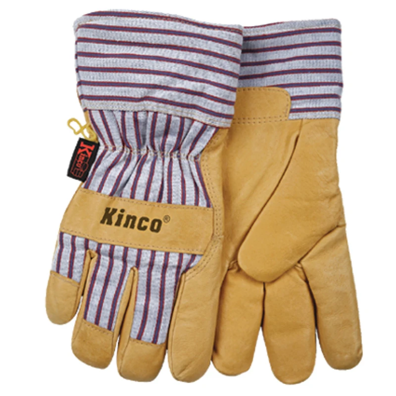 Men's Outdoor Knit Wrist Work Gloves Yellow Xxl Pigskin Leather Insulated