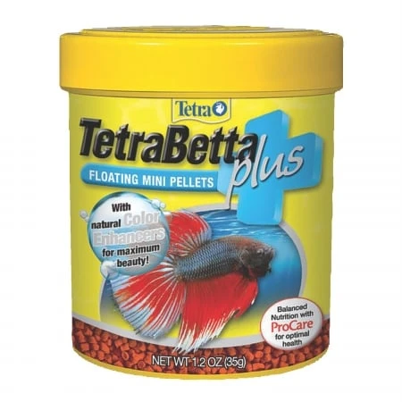 Betta Plus Floating Mini Pellets Fish Food, 1.2 Ounce, Model 77256